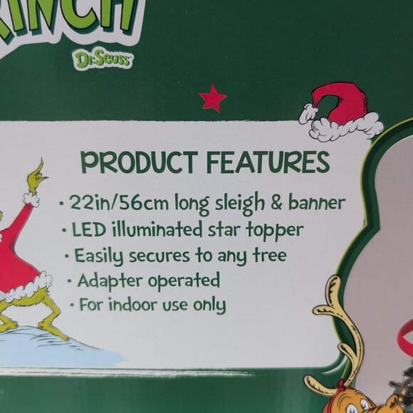 New Dr Seuss The Grinch Sleigh Animated Mr Christmas Tree Topper Merry Grinchmas - Picture 2 of 4